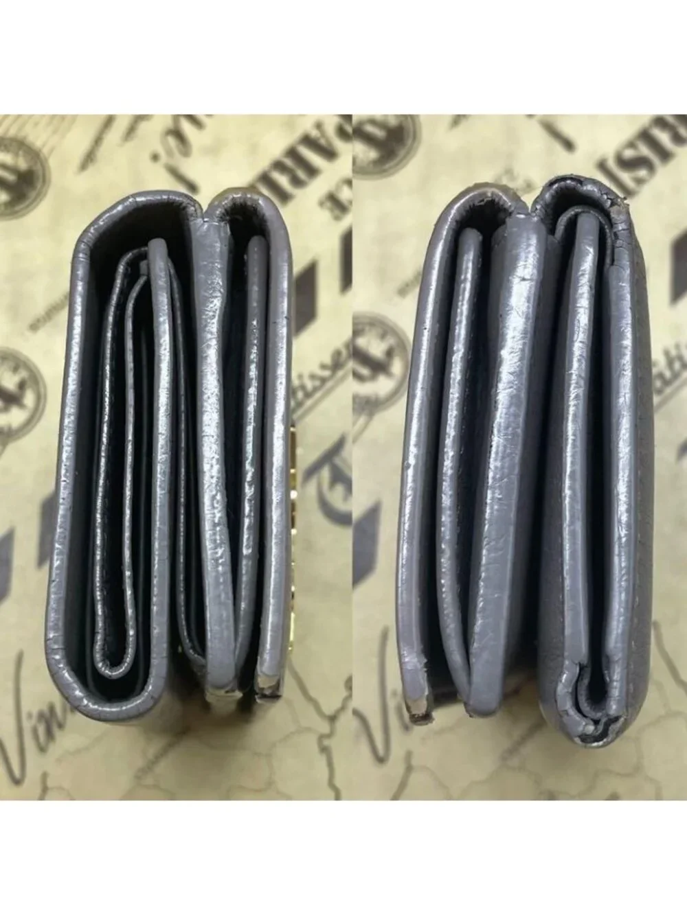 ★SOLD★ Saint Laurent Trifold Wallet Compact YSL Leather Gray - Picture 5 of 11
